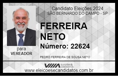 Candidato FERREIRA NETO 2024 - SÃO BERNARDO DO CAMPO - Eleições