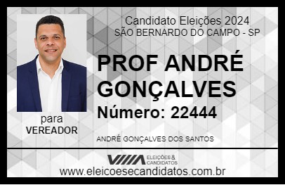 Candidato PROF ANDRÉ GONÇALVES 2024 - SÃO BERNARDO DO CAMPO - Eleições