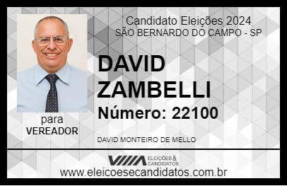 Candidato DAVID MONTEIRO 2024 - SÃO BERNARDO DO CAMPO - Eleições