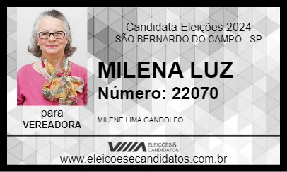 Candidato MILENA LUZ 2024 - SÃO BERNARDO DO CAMPO - Eleições