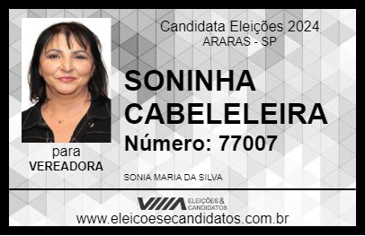 Candidato SONINHA CABELELEIRA 2024 - ARARAS - Eleições