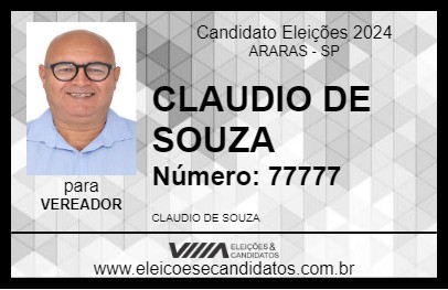 Candidato CLAUDIO DE SOUZA 2024 - ARARAS - Eleições