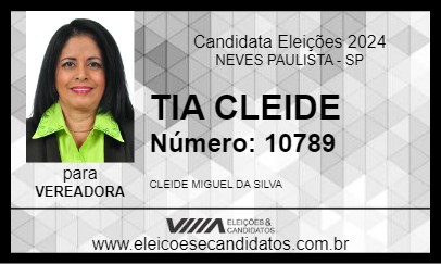 Candidato TIA CLEIDE 2024 - NEVES PAULISTA - Eleições