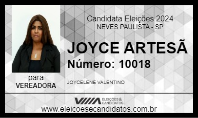 Candidato JOYCE ARTESÃ 2024 - NEVES PAULISTA - Eleições