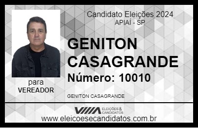 Candidato GENITON CASAGRANDE 2024 - APIAÍ - Eleições