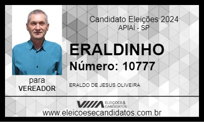 Candidato ERALDINHO 2024 - APIAÍ - Eleições