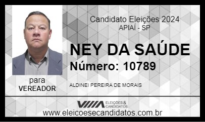 Candidato NEY DE PINHEIROS 2024 - APIAÍ - Eleições