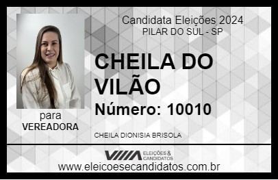 Candidato CHEILA DO VILÃO 2024 - PILAR DO SUL - Eleições