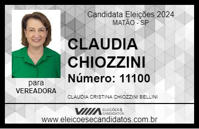 Candidato CLAUDIA CHIOZZINI 2024 - MATÃO - Eleições