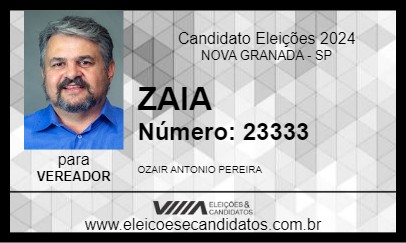 Candidato ZAIA 2024 - NOVA GRANADA - Eleições