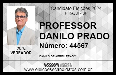 Candidato PROFESSOR DANILO PRADO 2024 - PIRAJUÍ - Eleições