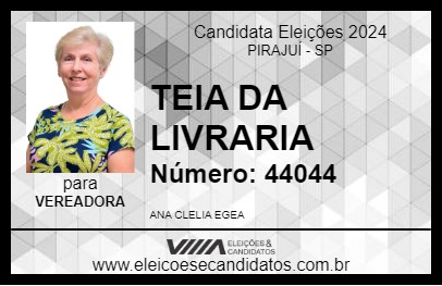 Candidato TEIA DA LIVRARIA 2024 - PIRAJUÍ - Eleições