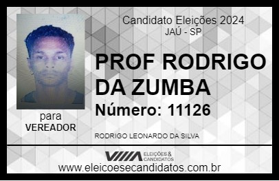 Candidato PROF RODRIGO DA ZUMBA 2024 - JAÚ - Eleições