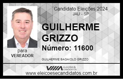 Candidato GUILHERME GRIZZO 2024 - JAÚ - Eleições