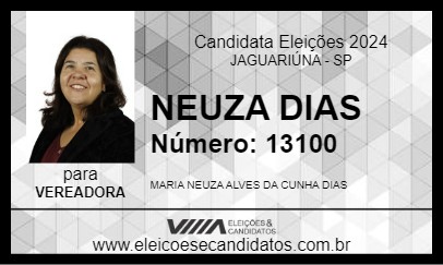 Candidato NEUZA DIAS 2024 - JAGUARIÚNA - Eleições