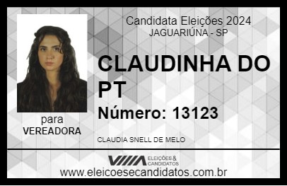 Candidato CLAUDINHA DO PT 2024 - JAGUARIÚNA - Eleições