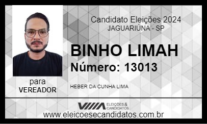 Candidato BINHO LIMAH 2024 - JAGUARIÚNA - Eleições