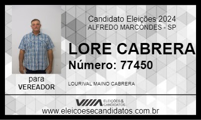 Candidato LORE CABRERA 2024 - ALFREDO MARCONDES - Eleições