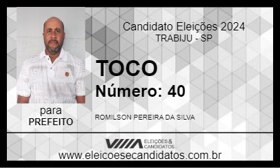 Candidato TOCO 2024 - TRABIJU - Eleições