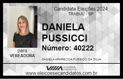 Candidato DANIELA PUSSICCI 2024 - TRABIJU - Eleições