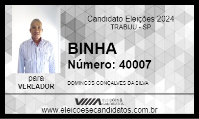 Candidato BINHA 2024 - TRABIJU - Eleições