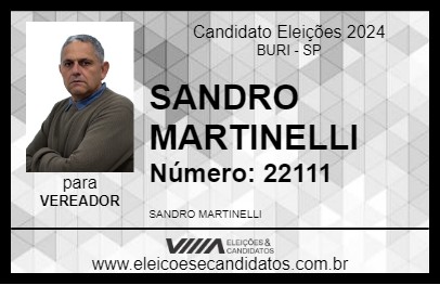 Candidato SANDRO MARTINELLI 2024 - BURI - Eleições