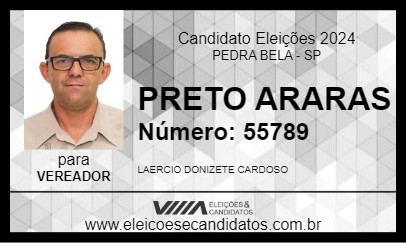 Candidato PRETO DAS ARARAS 2024 - PEDRA BELA - Eleições