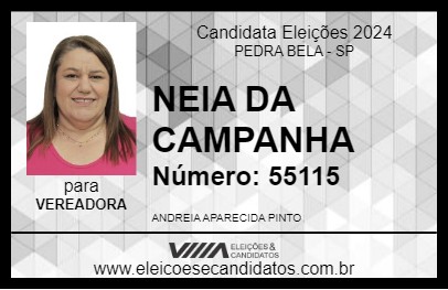 Candidato NEIA DA CAMPANHA 2024 - PEDRA BELA - Eleições