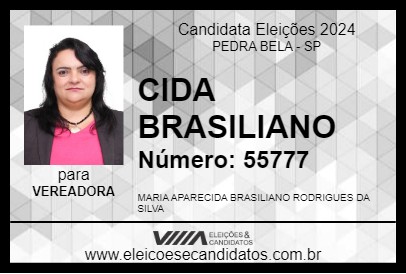 Candidato CIDA BRASILIANO 2024 - PEDRA BELA - Eleições