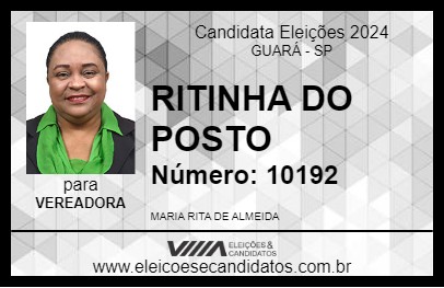 Candidato RITINHA DO POSTO 2024 - GUARÁ - Eleições