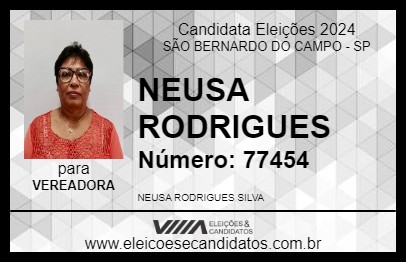 Candidato NEUSA RODRIGUES 2024 - SÃO BERNARDO DO CAMPO - Eleições