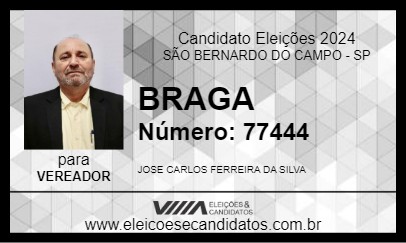 Candidato BRAGA 2024 - SÃO BERNARDO DO CAMPO - Eleições