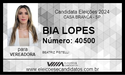 Candidato BIA LOPES 2024 - CASA BRANCA - Eleições