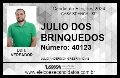 Candidato JULIO DOS BRINQUEDOS 2024 - CASA BRANCA - Eleições