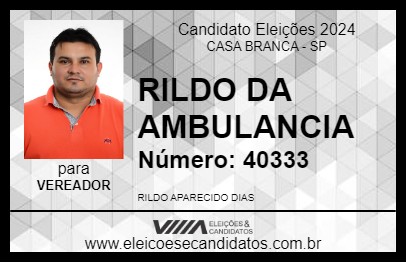 Candidato RILDO DA AMBULANCIA 2024 - CASA BRANCA - Eleições