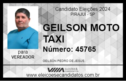 Candidato GEILSON MOTO TAXI 2024 - PIRAJUÍ - Eleições