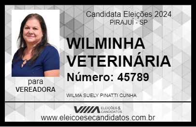 Candidato WILMINHA VETERINÁRIA 2024 - PIRAJUÍ - Eleições