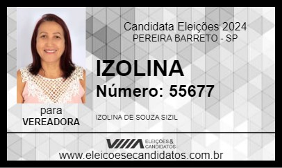 Candidato IZOLINA 2024 - PEREIRA BARRETO - Eleições