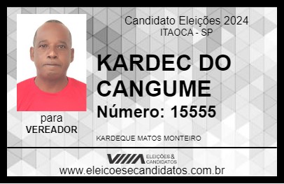 Candidato KARDEC DO CANGUME 2024 - ITAOCA - Eleições