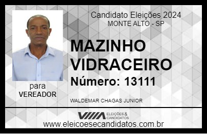 Candidato MAZINHO VIDRACEIRO 2024 - MONTE ALTO - Eleições