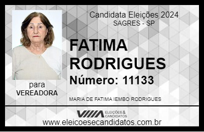 Candidato FATIMA RODRIGUES 2024 - SAGRES - Eleições