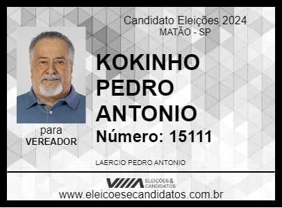 Candidato KOKINHO PEDRO ANTONIO 2024 - MATÃO - Eleições