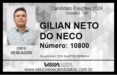 Candidato GILIAN NETO DO NECO 2024 - CAIABU - Eleições