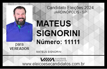 Candidato MATEUS SIGNORINI 2024 - JARDINÓPOLIS - Eleições