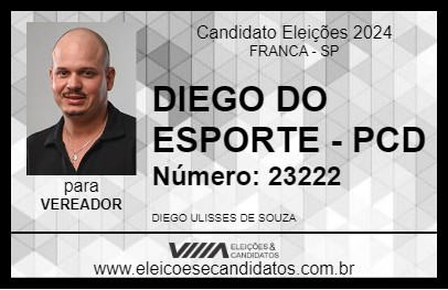 Candidato DIEGO DO ESPORTE - PCD 2024 - FRANCA - Eleições