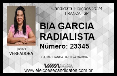 Candidato BIA GARCIA RADIALISTA 2024 - FRANCA - Eleições