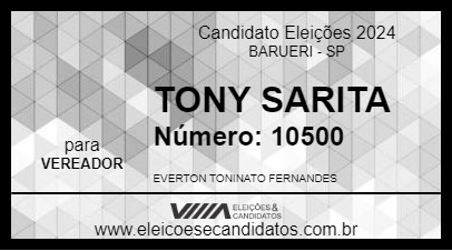 Candidato TONY SARITA 2024 - BARUERI - Eleições