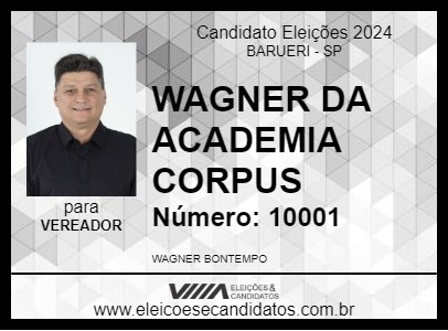 Candidato WAGNER DA ACADEMIA CORPUS 2024 - BARUERI - Eleições