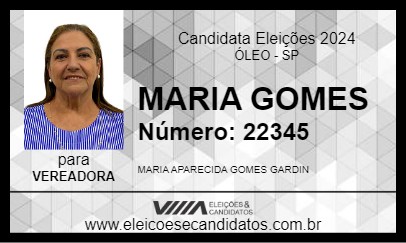 Candidato MARIA GOMES 2024 - ÓLEO - Eleições