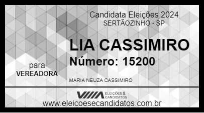 Candidato LIA CASSIMIRO 2024 - SERTÃOZINHO - Eleições